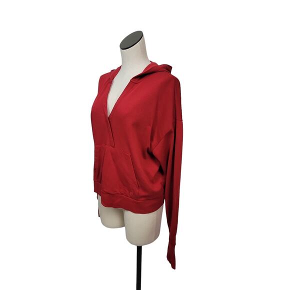 Sweaty Betty Relax Hoodie Sweatshirt V Neck Red Womens Size‎ 8 Medium - Picture 9 of 14